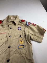 Vintage Boy Scouts of America Shirt Youth Large Long Sleeve Uniform Patch 90s US