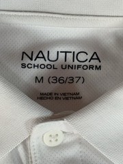 Nautica Boys School Uniform White Short Sleeve Polo Shirt Pique Size M 36/37