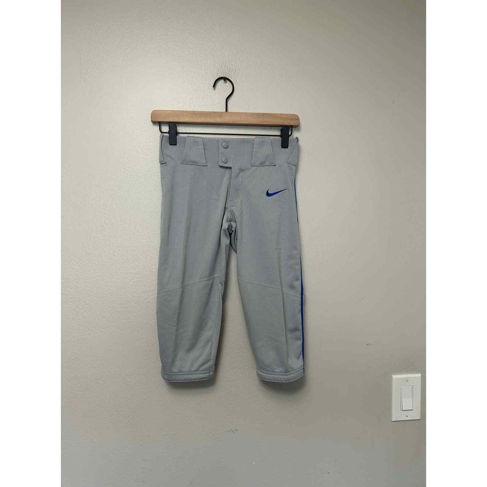 NWT Nike Boy’s Gray Capri Baseball Pants w/ Blue Piping Size Small