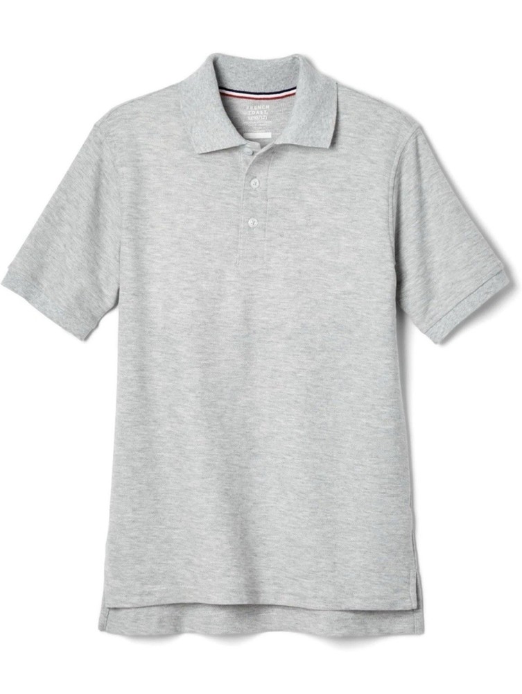 French Toast Boys Short Sleeve Pique Polo Uniform Shirt Gray, XXL, SZ 18/20, New