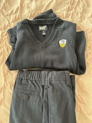 Lands’ End Boys Navy School Uniform Sweater & Pants Set S 6-7 7S