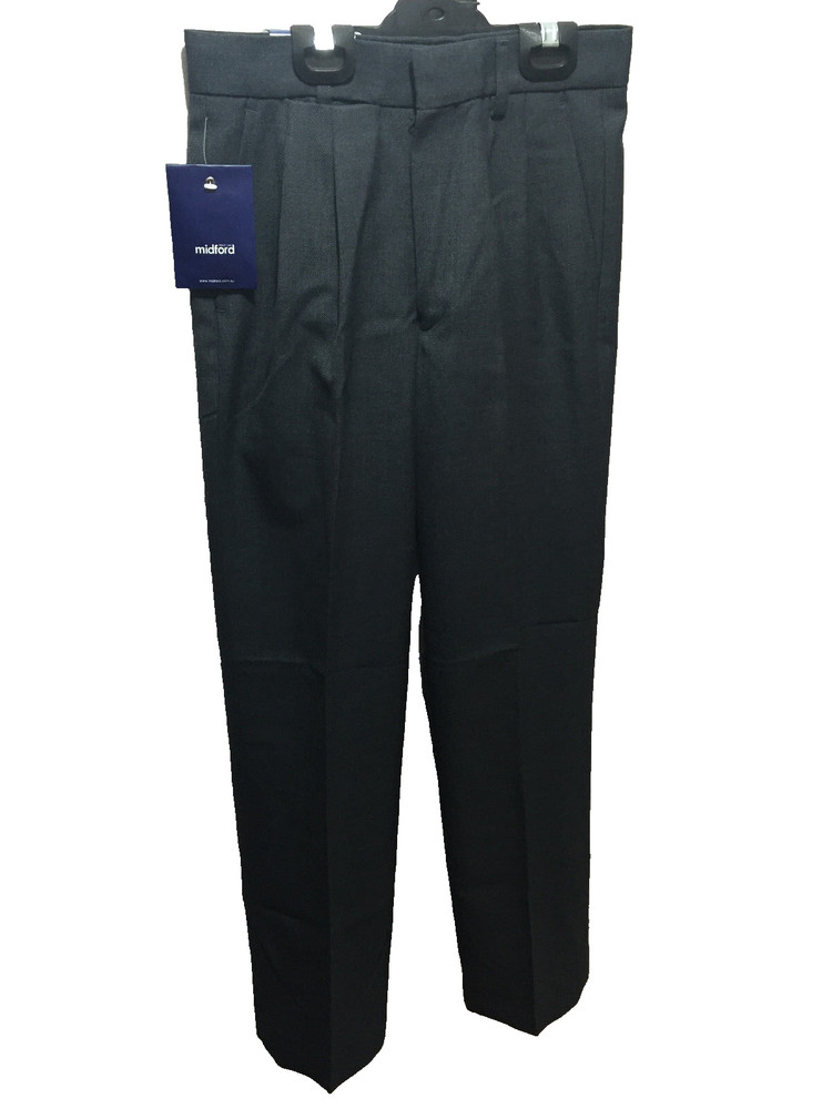 BNWT Mens Sz 6 Midford Brand Dark Grey Pleat Wool Blend Pants T580M-BSHA 92cm