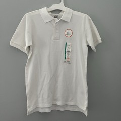 WONDER NATION L (10-12) Boy’s White School Uniform Short Sleeve Polo Top collar