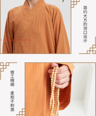 Buddhist Shaolin Monk Robe Full Set/Cotton Thin Kung Fu Suit Meditation Uniforms