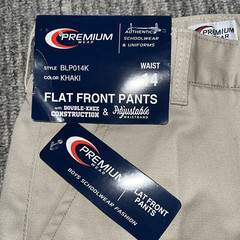 Premium Wear Boys Schoolwear Pants Size 14 Tan Khaki New With Tags Flat Front