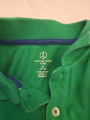 Lands’ End boy’s Short Slv Green Mesh Polo Shirt M 10-12yrs