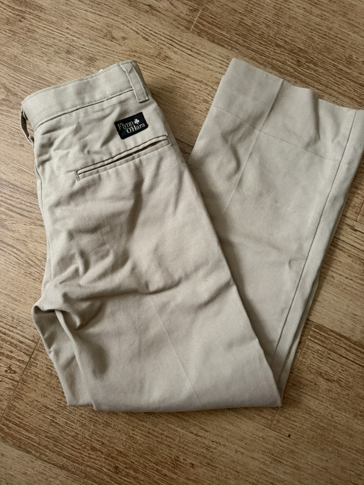 Flynn O’Hara Boys Khaki Twill Pants Size 12R Adjustable Waist School Uniform