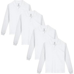 NEW Back To School Studio 3 Boy’s 4-Pack L/S Pique Polo Uniform Shirts Sz 14/16