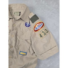 Boy Scouts of America Shirt Youth L Tan Vented Short Sleeve Patches Las Vegas