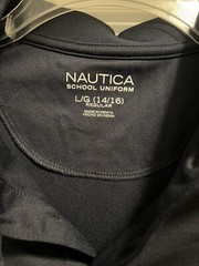 Boys Navy Nautica School Uniform Polo Wicking Collared Shirt Large 14/16 NWT