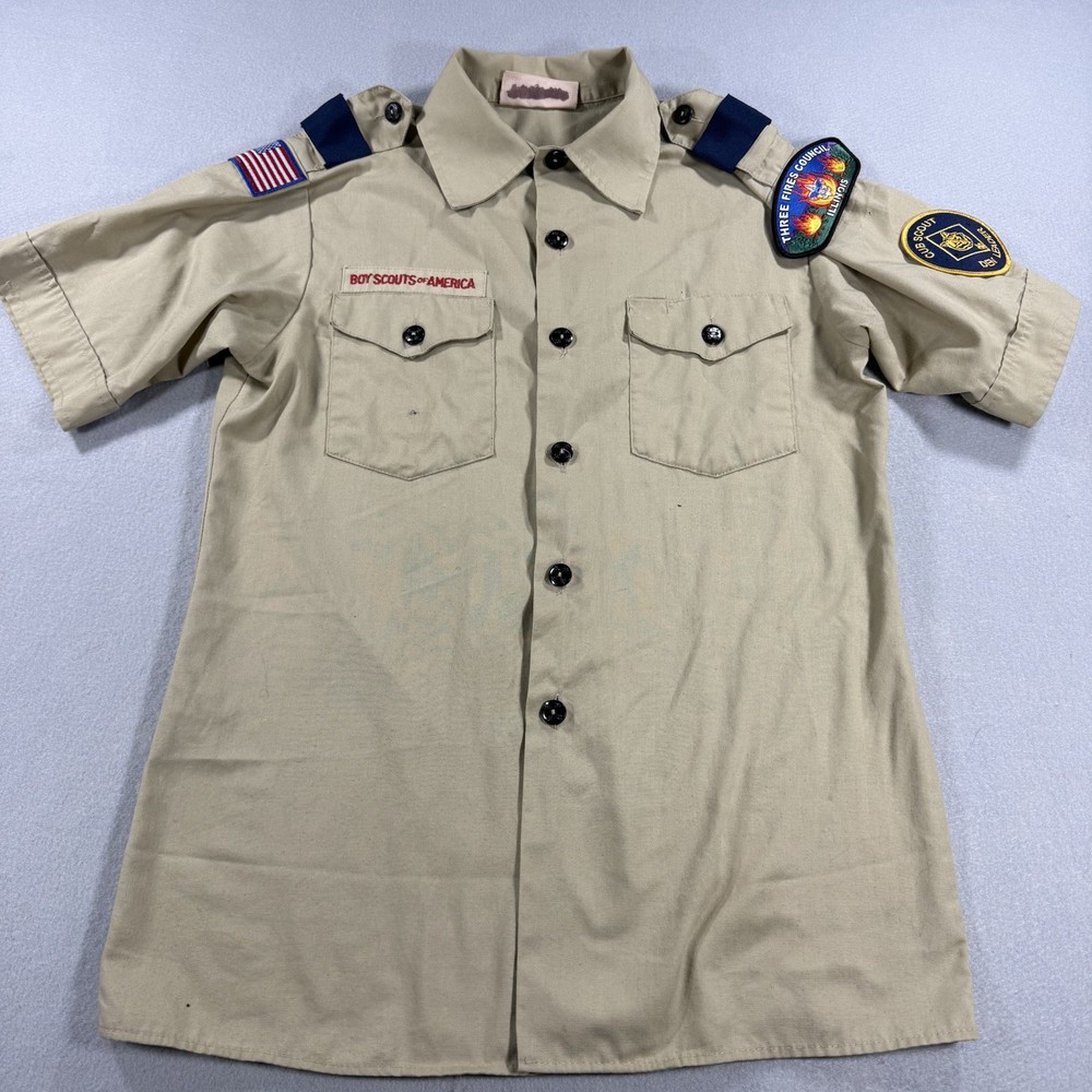 Boy Scouts Of America Youth Large BSA Uniform Shirt USA Made Cub Scout Patches