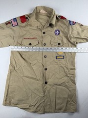 Vintage Boy Scouts of America Shirt Youth Large Long Sleeve Uniform Patch 90s US