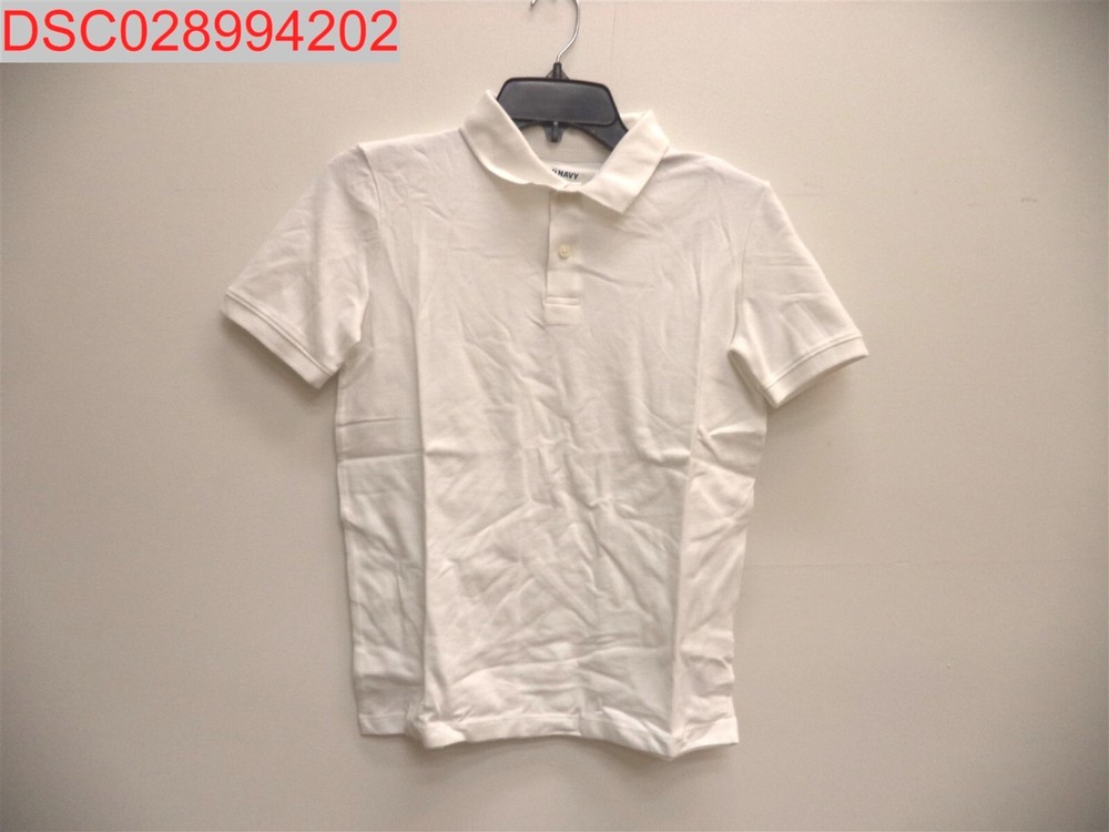 Old Navy Boys Bright White School Uniform Pique Polo Shirt L 10/12 167170811079