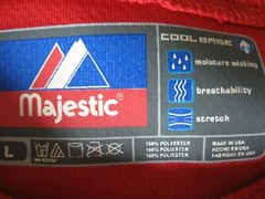 Big Dogs Majestic Baseball Jersey Cool Base Red Short Youth L Polyester Spring