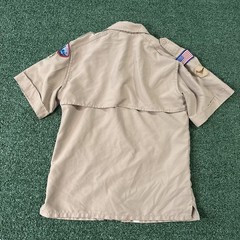 Vintage Boy Scouts of America Button Shirt Youth XL Uniform Patches Outdoors