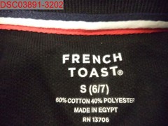 French Toast Boys Black Long Sleeve Uniform Pique Polo Shirt S(6/7) 884503502205