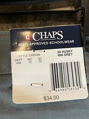 Chaps Boy’s Pants 20 Husky Grey Flat Front Stretch Adjustable Waist School NWT