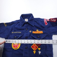 True Vintage Boy Scouts Of America Sanforized Uniform Shirt Boys 11 Rare Patches
