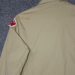 Vintage Boy Scouts of America Shirt Youth L Tan Patches Pins Minuteman Council