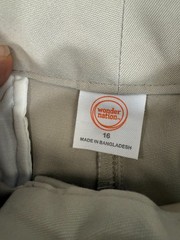 Wonder Nation School Uniform Chino Pants Boys 16 Beige Flat Front Pockets NWT