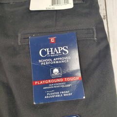 Chaps Boys Approved Schoolwear Boys 10 Regular Black Pants Adjustable Waist NWT