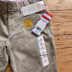Cat & Jack Boys Khaki Straight School Uniform Pants Reinforced Knee Size 8 NWT