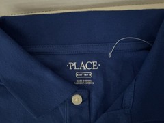 PLACE Boys Blue Polo Shirt XL/TG 16 Uniform Short Sleeve Solid Button