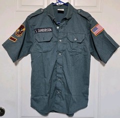 Alert Cadet Uniform Shirt Size Youth Large Vtg Green Dress Top Scouts Boys