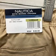 Nautica Boy’s School Uniform Shorts 261 Med Khaki NUFCC46F Size 14 Reg New