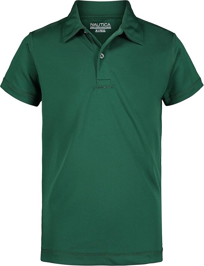 Boys’ School Uniform Sensory-Friendly Short Sleeve Polo Shirt, Button Closure,L6