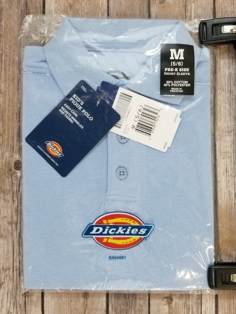 NWT’s Dickies Boys Polo Shirt Size 5/6 Medium Uniform Blue Top