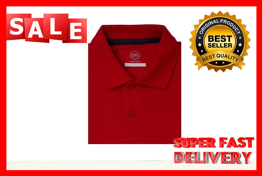 Wonder Nation Polo Shirt Boys Size S Red School Uniform LONG SLEEVE Pique –P2–