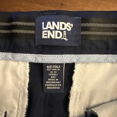 LANDS END Navy School Uniform Plain Front Chino Shorts Boys 14