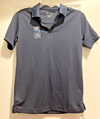 Boys Navy Nautica School Uniform Polo Wicking Collared Shirt Large 14/16 NWT