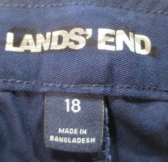 LANDS END Deep Sea Navy Iron Knee Cadet Pants Boys 18 *NEW*