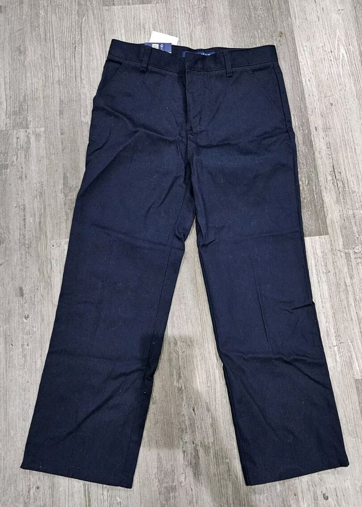 Boys 14 Husky Relaxed Navy Uniform Pants With Tags