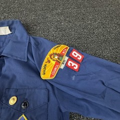 Boy Scouts Of America Shirt Boys 14 Blue Uniform Polycotton Patches Long Sleeve