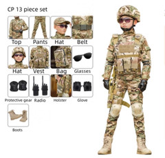 Children’s Camouflage Suit Special Forces Military Training Uniform with Helmet