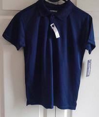 Authentic School Uniform Boys Navy Moisture Wicking Polo Shirt Size 10/12 NWT