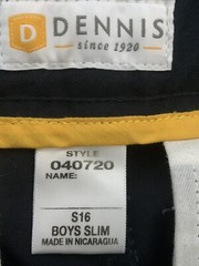 Dennis Uniform Boys Blue Flat Front Shorts 40720 Size 16 Slim (List $32)