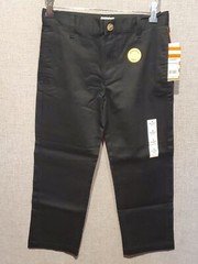 Cat & Jack Boys Uniform Chino Pants Ultimate Flat Front Black 8 Husky New W Tags