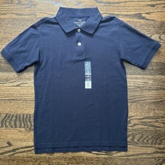NEW Boys Polo Style Shirt Short Sleeve Faded Glory Navy Blue 100% Cotton Size 8