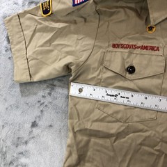 Vintage Boy Scouts Of America Shirt Youth Large Tan Uniform Patches USA 2000s
