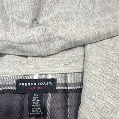 French Toast Boys Hooded Plaid Button-Front Shirt Gray Size 16 Long Sleeve