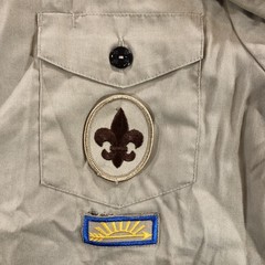 Vintage Boy Scouts Of America Shirt Youth Large Tan Uniform Patches USA 2000s
