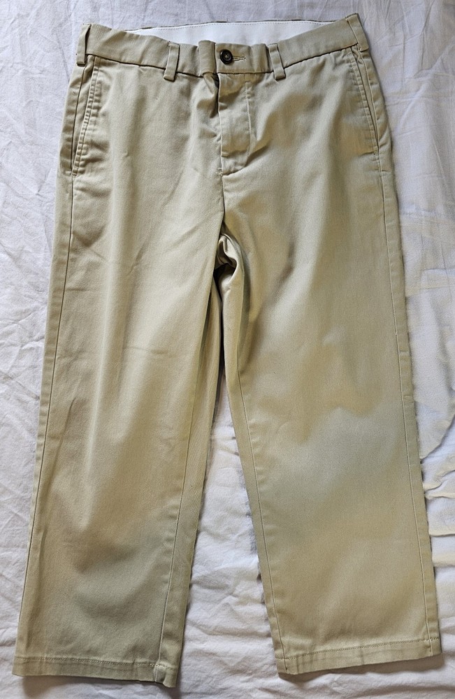 George 30 X 24.5 Khaki Flat Front Uniform Pants Mens Boys Husky Slacks Preowned