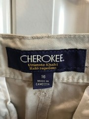 New Boys Cherokee Uniform Pants Size 16 Adjustable Waist Oyster Color