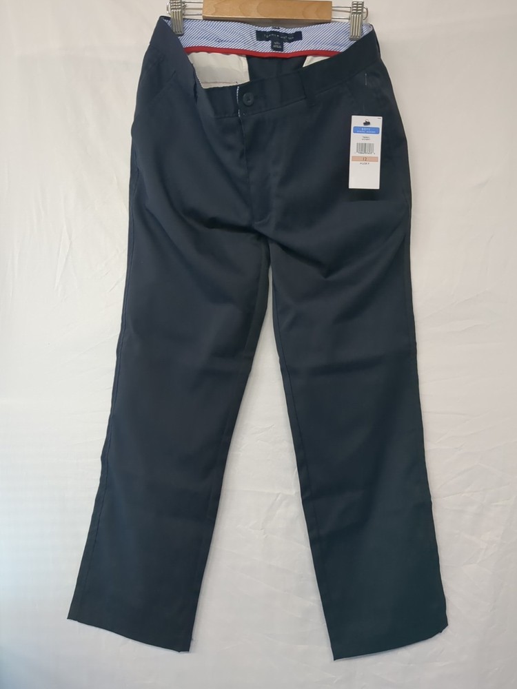 Tommy Hilfiger School Uniform Pants Boys 12 Husky Navy Twill Cotton Mid Rise