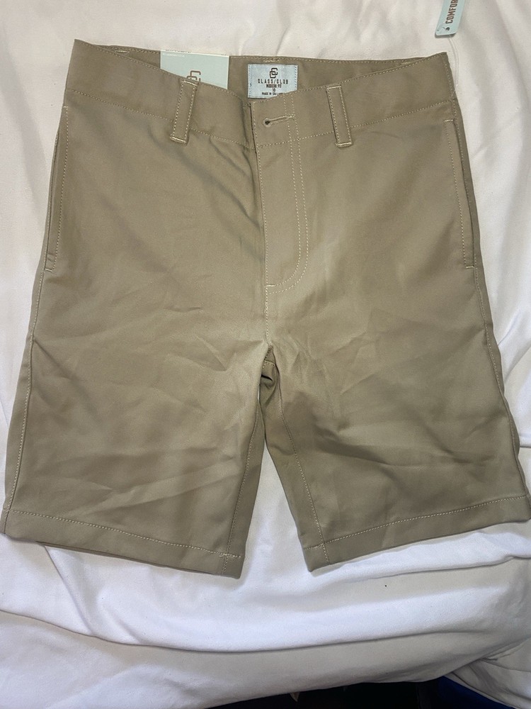 Class Club Boys Modern Fit Beige Uniform Shorts Size 10 Cotton Twill Stretch