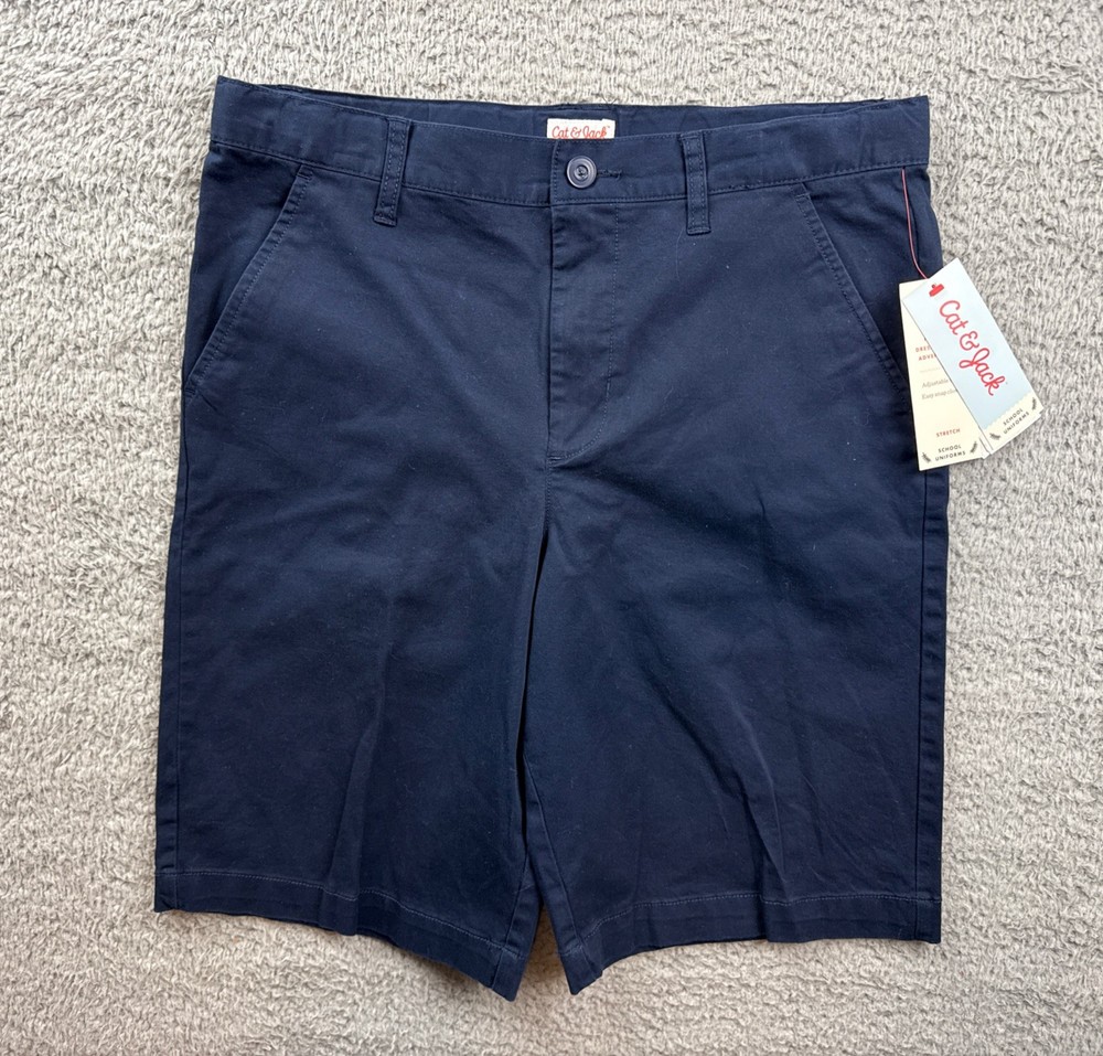 Cat & Jack Boys 18 Blue Flat Front School Uniform Chino Shorts